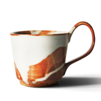 手工粗陶咖啡杯个性带把手冲咖啡马克杯下午茶杯日式简约杯子|窯變志野A款