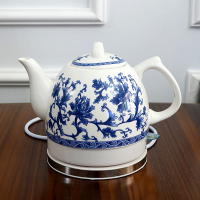 景德镇陶瓷电热水壶瓷器烧水壶青花瓷泡茶壶日用功夫茶壶陶瓷电壶|1L-新款时尚青花