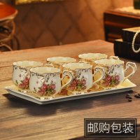 咖啡杯套装英式下午茶杯子客厅杯欧式茶具陶瓷水杯家用水茶杯茶壶|《玫瑰》套餐A（邮购包装）