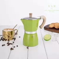意大利摩卡壶八角咖啡壶家用意式浓缩煮咖啡壶蒸馏萃取手冲咖啡壶|绿色六杯份300ml(送炉架+密封圈)