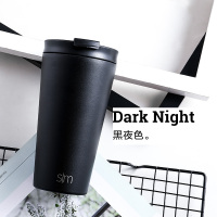 美国sim咖啡杯随手杯大容量随行杯不锈钢保温杯男女士双盖带吸管|黑色