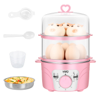 多功能双层煮蛋器 蒸蛋器 350w 自动断电 奶瓶消毒|粉双层+量杯+304碗+分离器+勺子定时款+不粘涂层