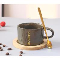 网红简约陶瓷咖啡杯情侣马克杯小精致牛奶花茶杯下午茶套装小清新|窑变棕（套）一杯一碟一勺