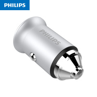 车载充电器汽车点烟器迷你usb 闪充汽车车用转换插头一拖二智能快充手机车充|银色