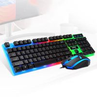 游戏键盘鼠标套装机械手感键盘电脑游戏USB有线键盘发光