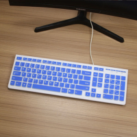 联想台式一体机键盘膜电脑保护贴膜凹凸防尘套硅胶防水彩色卡通膜|半透蓝色 D款