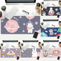 萌可爱 卡通手绘电竞超大防水锁边游戏鼠标垫电脑键盘防滑桌垫