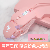 Basci美杜鲨 粉色鼠标女生有线机械电竞游戏专用静音无声发光侧键可爱少女心lol英雄联盟电脑办公笔记本加重