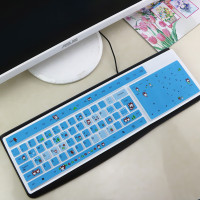 键盘膜台式防尘套罩机械键盘保护膜键台式机通用型t型L一字回车|新款蓝色狐狸+送同款
