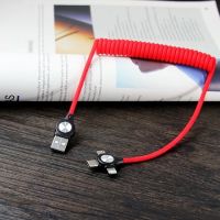 新款弹簧三合一手机数据线type-c苹果安卓一拖三充电线快充多头