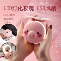 化妆镜迷你USB迷你风扇充电小夜灯小型手持便携学生宿舍卡通女生