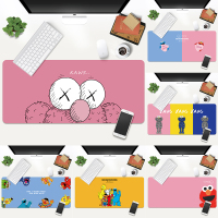 芝麻街超大鼠标垫潮牌涂鸦Kaws电竞女锁边游戏电脑键盘防滑垫桌垫