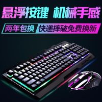 送垫 键盘鼠标套装电脑有线USB口办公家用发光游戏机械手感