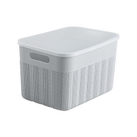 手提带盖收纳篮塑料桌面收纳盒杂物零食篮子置物玩具收纳箱|中号灰色2328 25*18.5*16