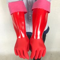 洗碗手套防水橡胶加绒加厚保暖洗衣服胶皮 乳胶厨房耐用清洁家务|45厘米长恒申保暖手套 5双