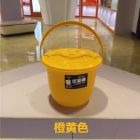 塑料小桶带盖子4升小水桶绿色小桶6升蓝色桶清洁桶消毒桶美工小桶|4L三代苹果桶橙黄色