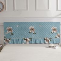 印花床头罩夹棉蕾丝防尘套简约加厚半包全规格保护套|翠绿花朵半包款 1.5米宽