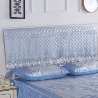 印花床头罩夹棉蕾丝防尘套简约加厚半包全规格保护套|蕾丝银灰 1.5米宽