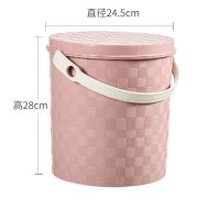 加厚多功能手提桶带盖塑料小号水桶家用洗澡洗车钓鱼桶凳收纳凳子|北欧粉[15L大号]