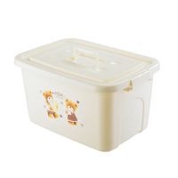 收纳箱特大号加厚衣服被子收纳箱塑料收纳盒储物箱书本玩具整理箱|米色小熊 120L型号:长63宽45高38厘米