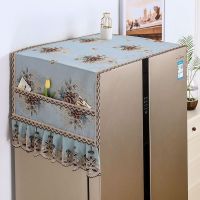 布艺冰箱盖布单开门对开门盖巾滚筒洗衣机罩冰箱罩微波炉防尘罩|流金岁月蓝绿 双门70x180cm