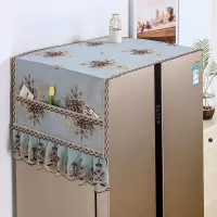 布艺冰箱盖布单开门对开门盖巾滚筒洗衣机罩冰箱罩微波炉防尘罩|流金岁月蓝绿 微波炉35x96cm