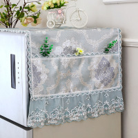 冰箱盖布防尘罩单开门对双开门冰箱罩盖布巾蕾丝洗衣机套布艺盖巾|云裳蓝色 双开门