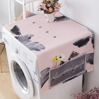 北欧简约洗衣机防水盖布单开双开门冰箱防尘罩棉麻盖巾微波炉防尘|粉底黑树叶 55X140CM冰箱洗衣机通用