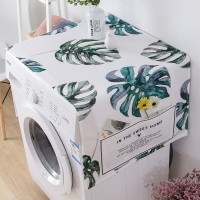 北欧简约洗衣机防水盖布单开双开门冰箱防尘罩棉麻盖巾微波炉防尘|热带树叶 45X140CM冰箱洗衣机通用