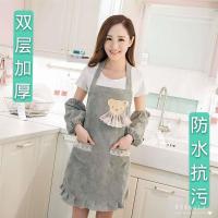 围裙女厨房双层纯棉防水防油韩版时尚可爱成人家用做饭上班工作服