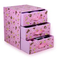 三层内衣收纳盒抽屉式布艺整理箱可折叠宿舍放文胸内衣裤收纳盒子