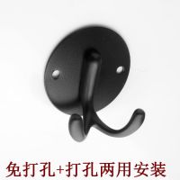免打孔粘胶浴室墙壁挂衣钩门后衣帽钩实心单个衣服挂钩鞋柜挂钩|免打孔+打孔两用安装 镂空钩圆形板(6个装)