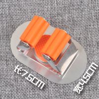 拖把挂钩免打孔强力固定卡扣卫生间挂扫把架拖布夹不锈钢收纳神器|椭圆形橙色 四个装