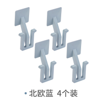 拖鞋挂钩粘钩塑料双钩架子家用卫生间强力无痕门后吸盘免打孔勾子|[北欧蓝]*4⭐️拖鞋通用/防水防潮/掉落包换⭐️