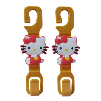 创意卡通可爱车载汽车座椅后背挂钩车内用多功能隐藏式4只装|(红KT猫)4个装挂钩颜色随机