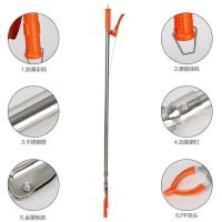 垃圾夹捡垃圾钳拾物器取物器捡拾器长柄环卫夹取物夹加长拾物夹|全不锈钢款92cm(加强橙色)