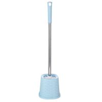 马桶刷套装高档马桶刷子厕所刷卫生间圆头不锈钢长柄刷马桶的刷子|[编织款]蓝色