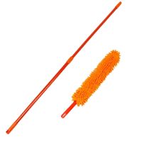 打扫卫生工具鸡毛掸子除尘家用神器不掉毛扫灰家务清洁扫灰尘掸子|雪尼尔橙(可弯曲)+伸缩杆