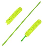 打扫卫生工具鸡毛掸子除尘家用神器不掉毛扫灰家务清洁扫灰尘掸子|雪尼尔绿（可弯曲）+伸缩杆+替换布