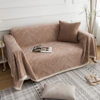 万能沙发套罩防猫抓懒人盖布北欧ins全包全盖四季通用防尘沙发垫|水波纹-棕色 180x320cm