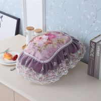 田园椭圆形电饭锅罩多功能欧式盖巾布艺蕾丝电饭煲家用盖布防尘罩|牡丹花紫色2号 电饭煲罩