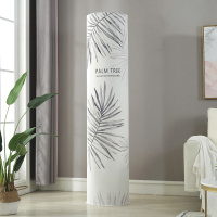 圆形柜机格力美的海尔布艺空调罩套立式圆|灰色棕榈叶-高弹全包 格力i尚/i慕/静享