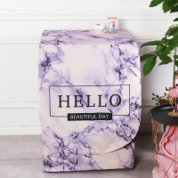 海尔小天鹅美的松下洗衣机罩防水防晒防尘棉麻复古洗衣机套罩滚筒|深紫色大理石 4-5公斤(宽60厚46高85cm)