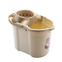 老式挤水桶拖把桶塑料拧干桶甩干涮洗墩布桶家用手压拖地拖桶加厚|卡其色