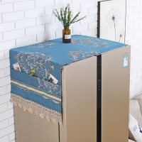 单开门冰箱盖布双开门防尘盖巾北欧风防尘罩滚筒洗衣机罩多用盖巾|一品海棠蓝 35*100cm微波炉/烤箱通用