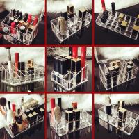 少女心透明口红收纳格桌面口红收纳盒唇釉彩妆收纳置物展示架简约