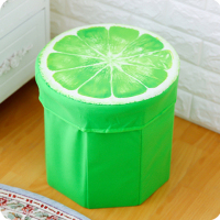 绒布水果凳储物凳创意收纳凳玩具收纳箱小凳子换鞋凳储物箱|凳子-青柠