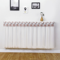 暖气片装饰罩布艺简约防尘罩套家用老式遮挡帘防熏黑蕾丝盖布|刺绣七瓣梅+雪纺（高约70cm)双侧预留管孔 长100*厚10