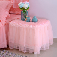 全包蕾丝床头柜罩套韩式公主风夹棉加厚卧室小台布防尘罩保护罩|唯情玉色一只 45*55床头柜可用