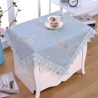 万用盖巾餐桌盖布圆桌盖布茶几桌布蕾丝长方形餐桌床头柜防尘罩|七彩绿 120*120